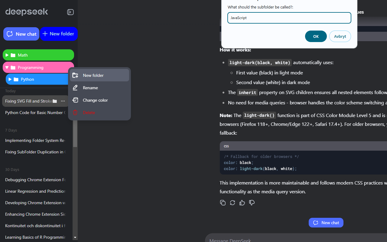 Create folders screenshot